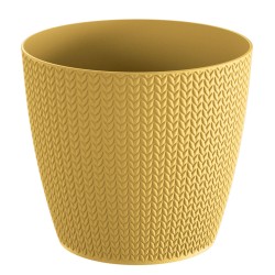 Vaso per Fiori Piante Wheaty  | Rotondo | Decorativo | in Plastica | Ø15,7x13,8 cm  | da Interno Esterno | Colore Giallo | Volume 2 Litri | Design Classico